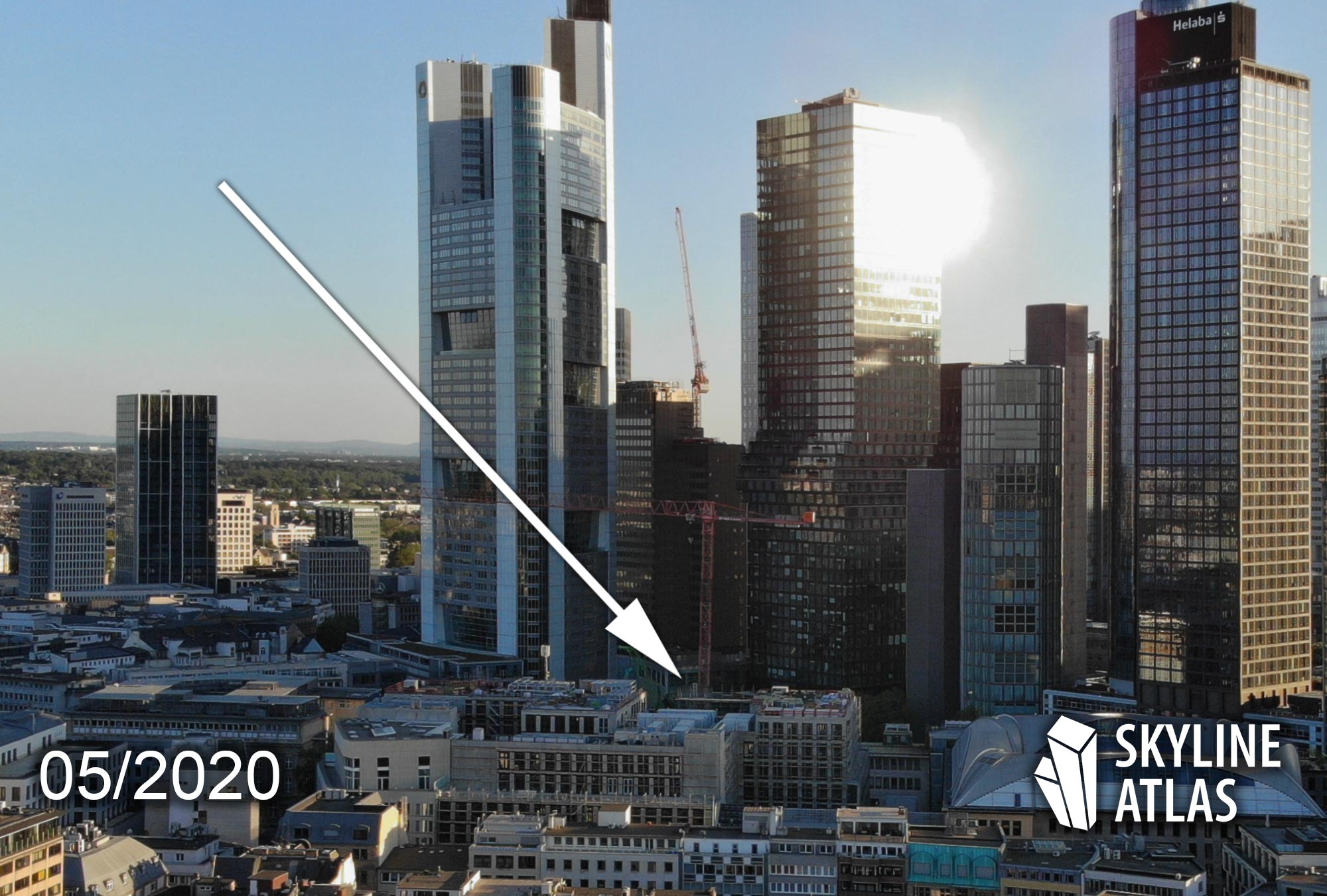 4Frankfurt - Four Frankfurt highrise quarter - Financial District Frankfurt drone picture - Aerial photo Four Frankfurt - Construction progress in May 2020