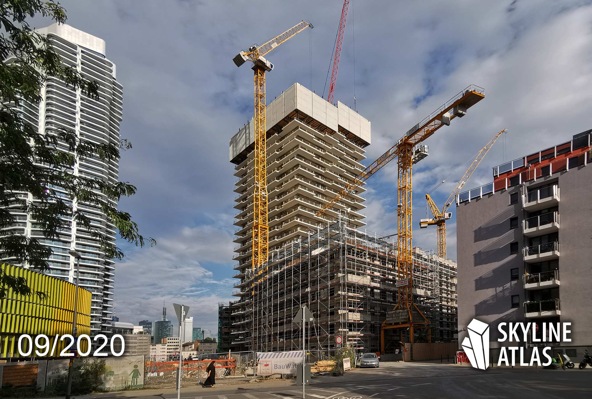 New condominium tower in Frankfurt - EDEN - under construction in September 2020