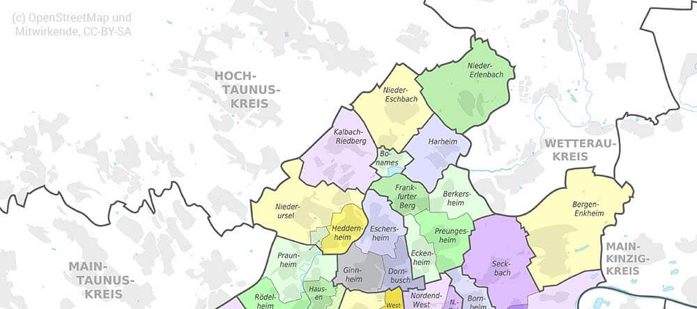 City Districts in Frankfurt