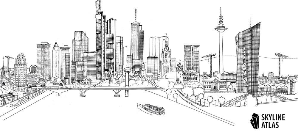 Coloring page Skyline Frankfurt Skyscrapers