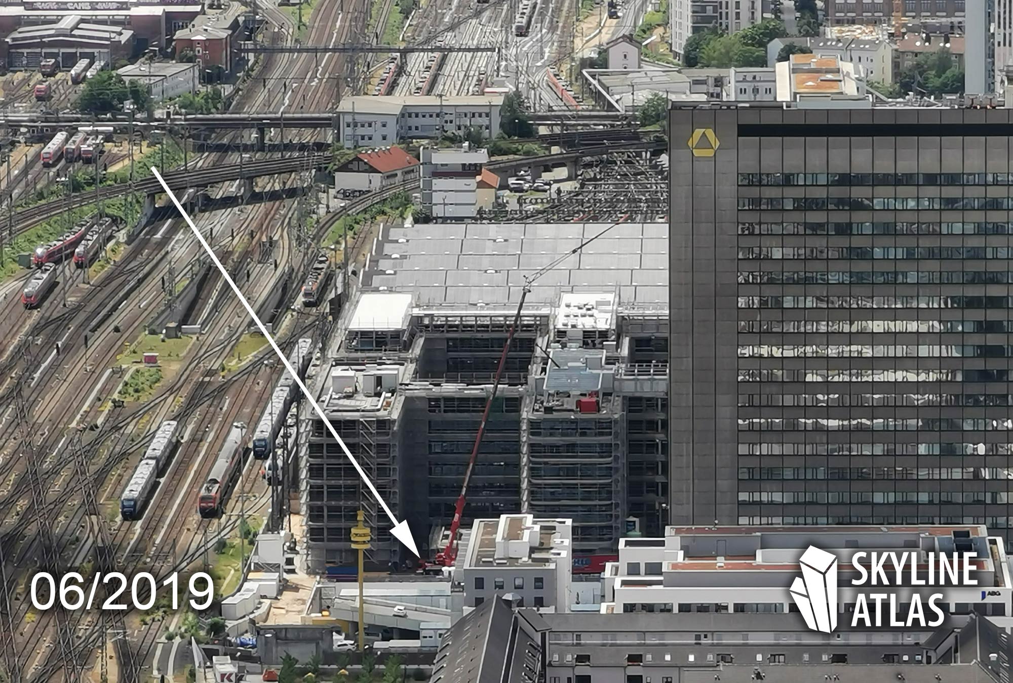 Icoon Frankfurt - construction site Grand Central - new condo tower at Grand Central - summer 2019