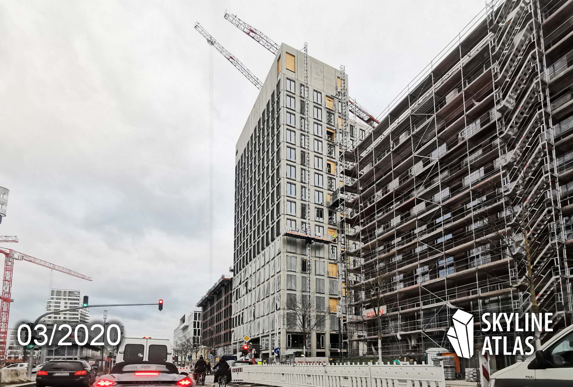 Deutsche Bahn Tower Frankfurt - DB Brick - The Brick - New high-rise building Deutsche Bahn - Europaviertel high-rise construction site March 2020