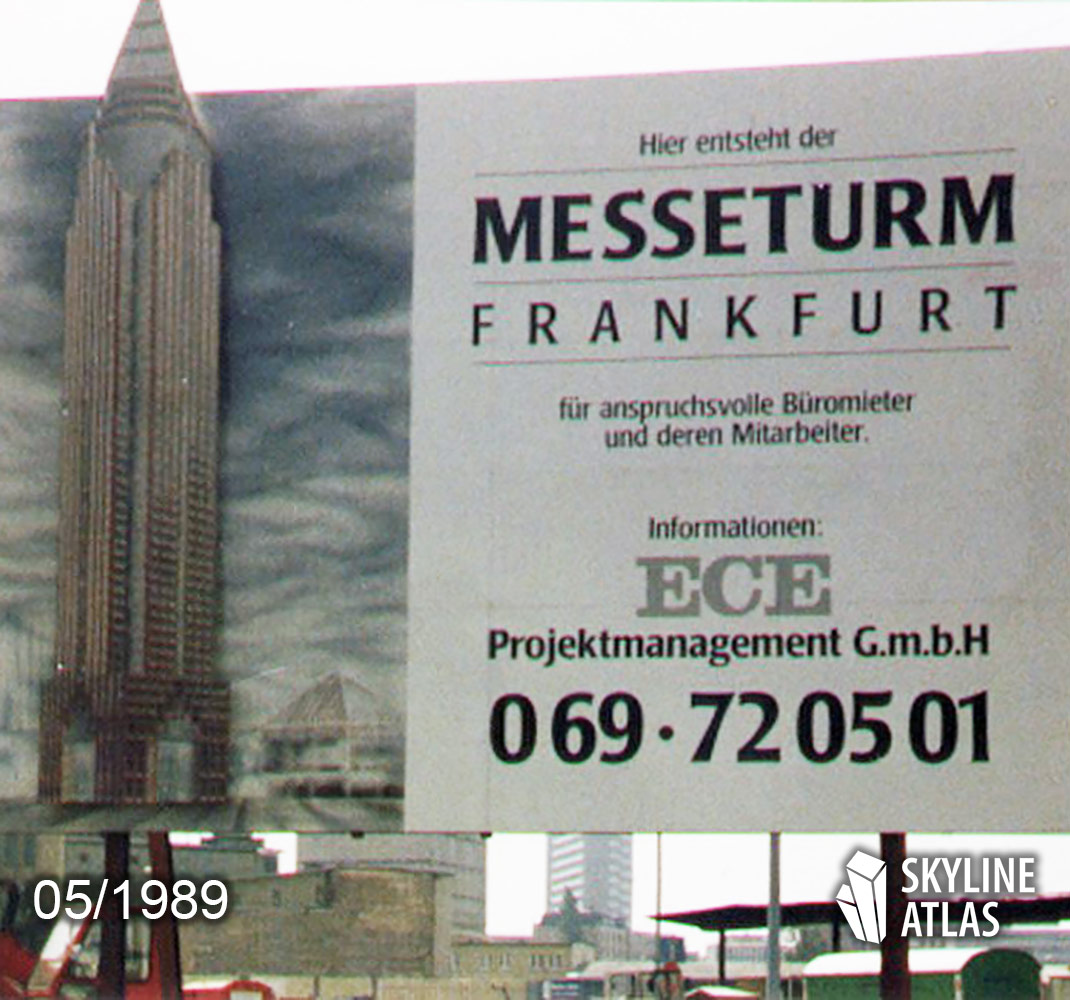 messeturm-frankfurt-ece-projektmanagement-gmbh-frank-reuter MesseTurm construction sign in 1989 - photographed by Frank Reuter