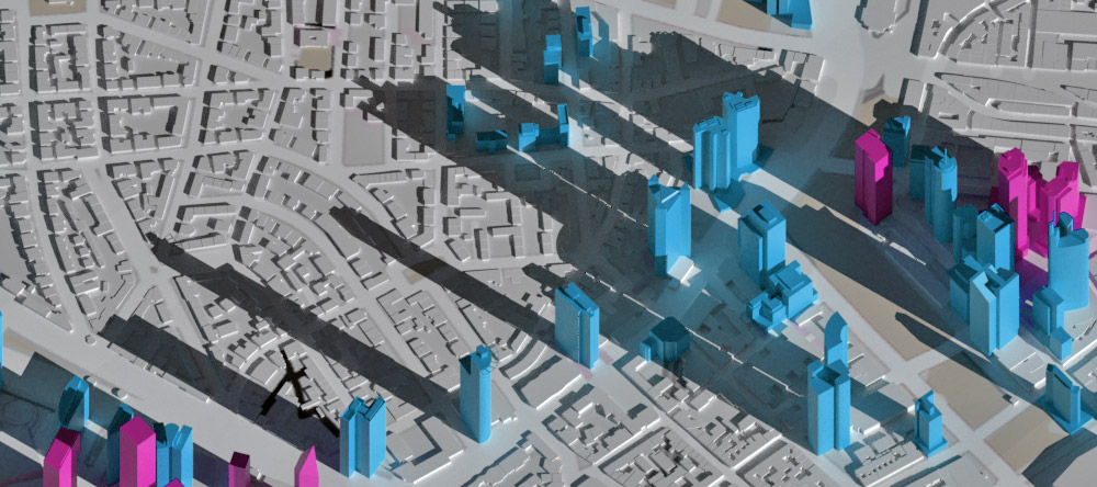 Planned skyscrapers in Europe's booming skyscraper capital Frankfurt