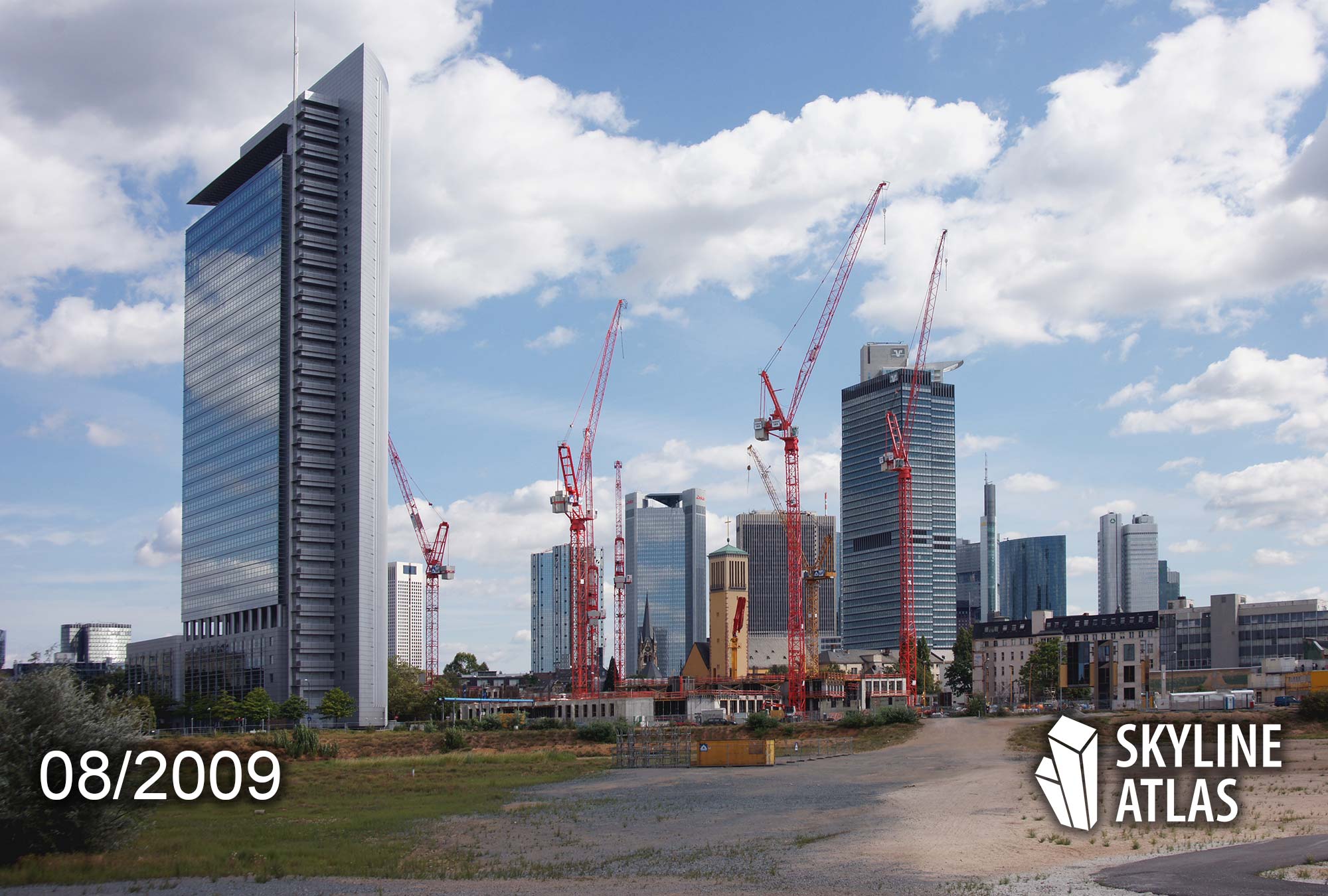 Frankfurt European District - as of August 2009 - Tower 185 under construction