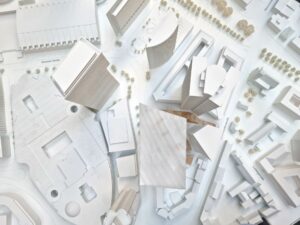 Millennium Towers in Frankfurt, Germany - December 2021 - model - Germany's tallest skyscraper