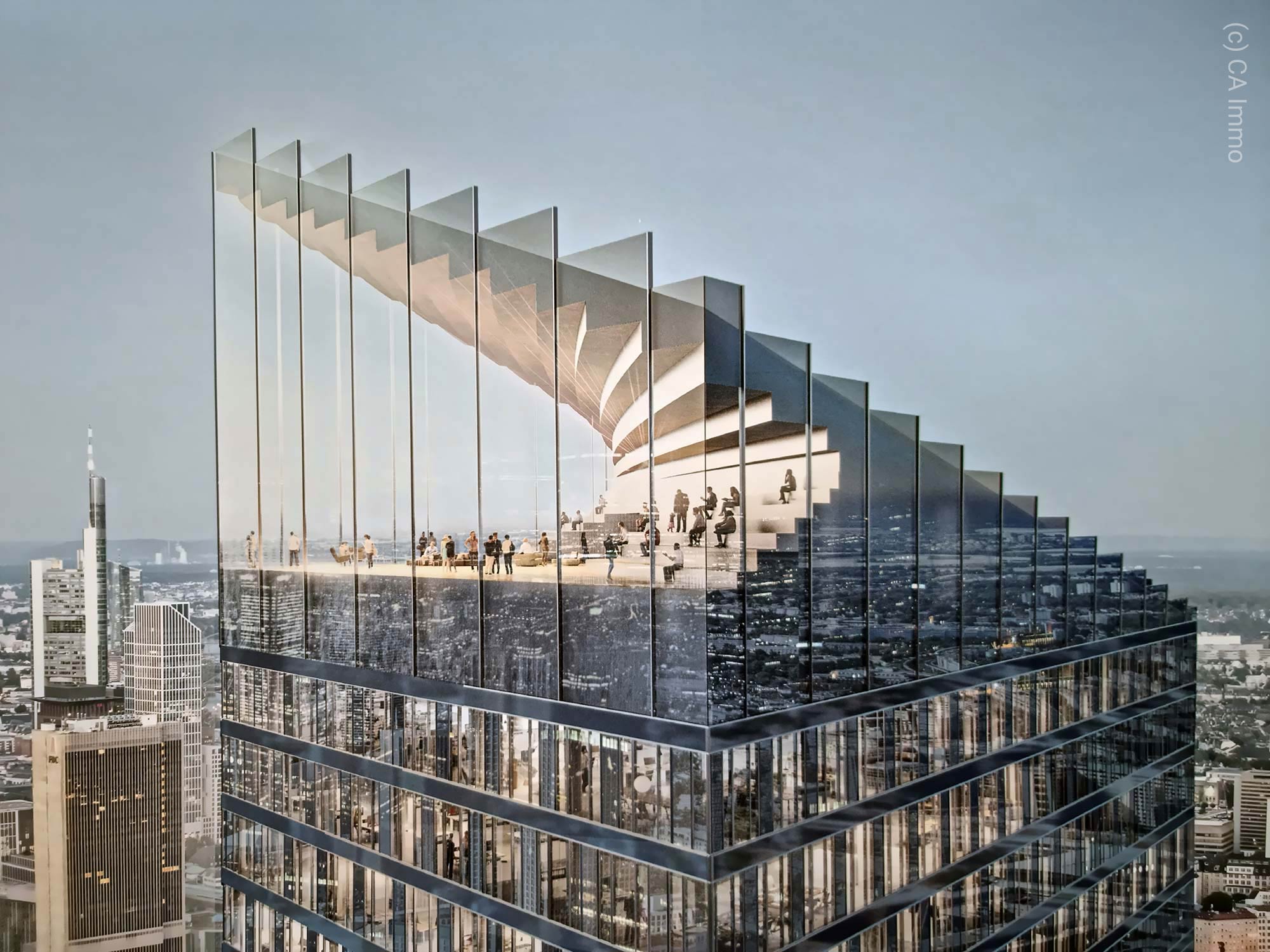 Frankfurt Skyhall - Frankfurt Sky Hall - sloping roof - Millennium Tower - December 2021