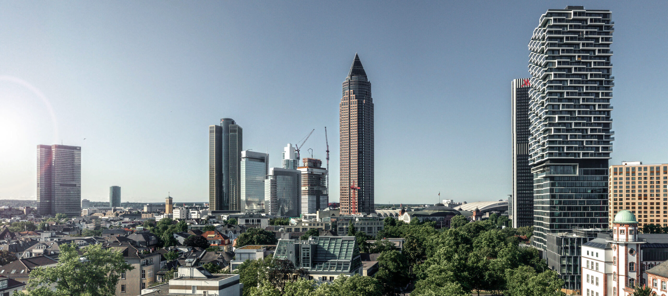 drone photography Frankfurt Messeturm Europaviertel skyscrapers