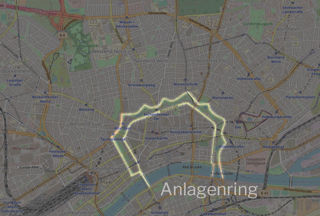 Anlagenring Frankfurt am Main, Germany - Anlagen Ring - Location of the Anlagenring - Map