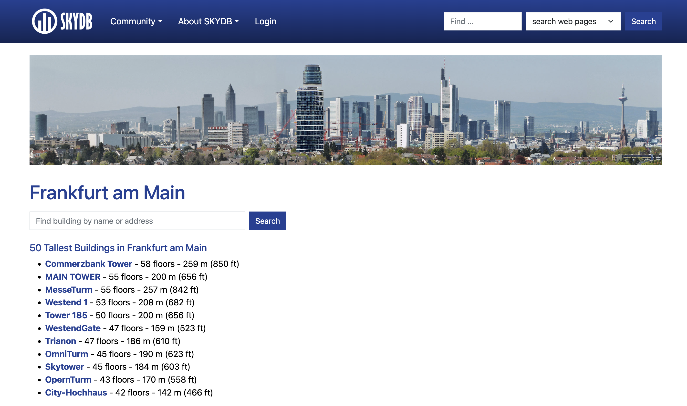 Frankfurt skyscraper database - SKYDB - SKY DB